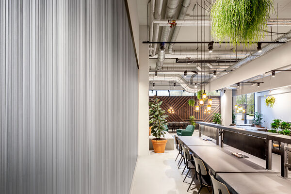 vertical structured wallcovering in an office setting