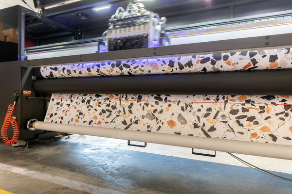 customized wallcovering being printed digitally