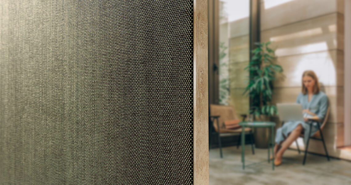 Xorel wallcovering applied in an hospitality setting