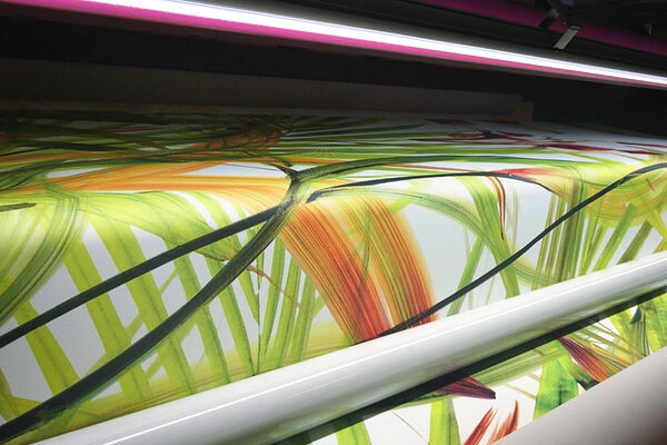 Customized curtain fabric being printed