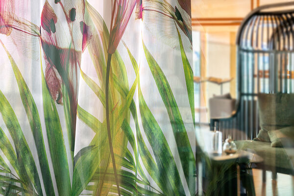 Customized digitally printed curtain with flower pattern