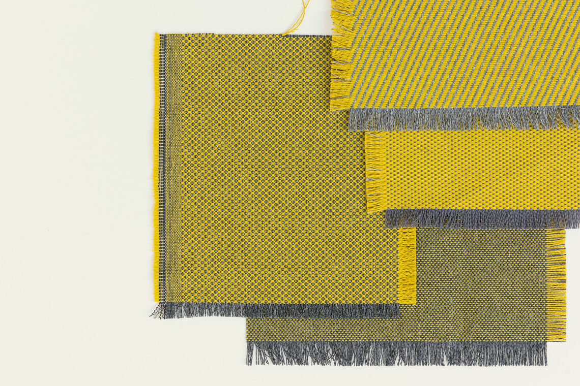 family of 4 different structured fabrics in yellow