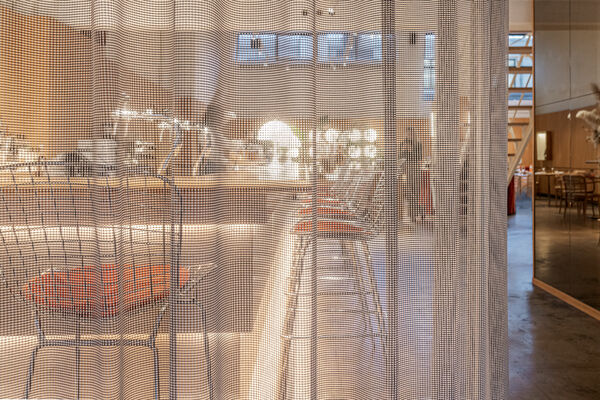 Transparent curtain fabric Teon in a restaurant